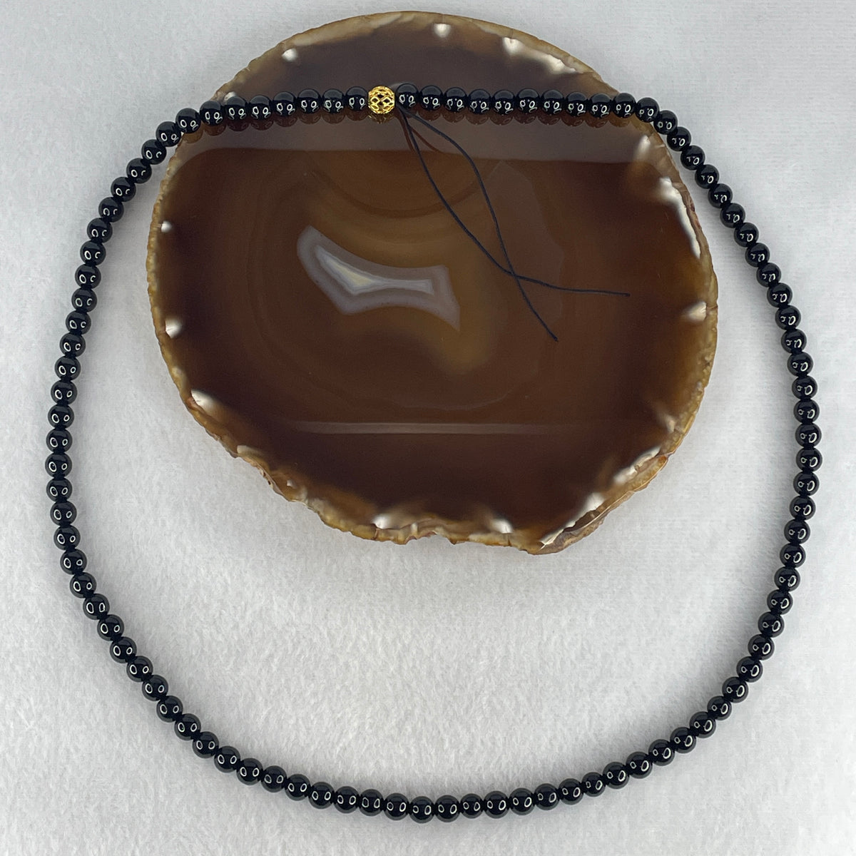 Certified Type A Opaque Black Omphacite Jadeite Beads Necklace | 7.0mm Natural Black Jade Long Continuous Protection Mala & Prayer Strand (57.75g | 62cm | 97 Beads)