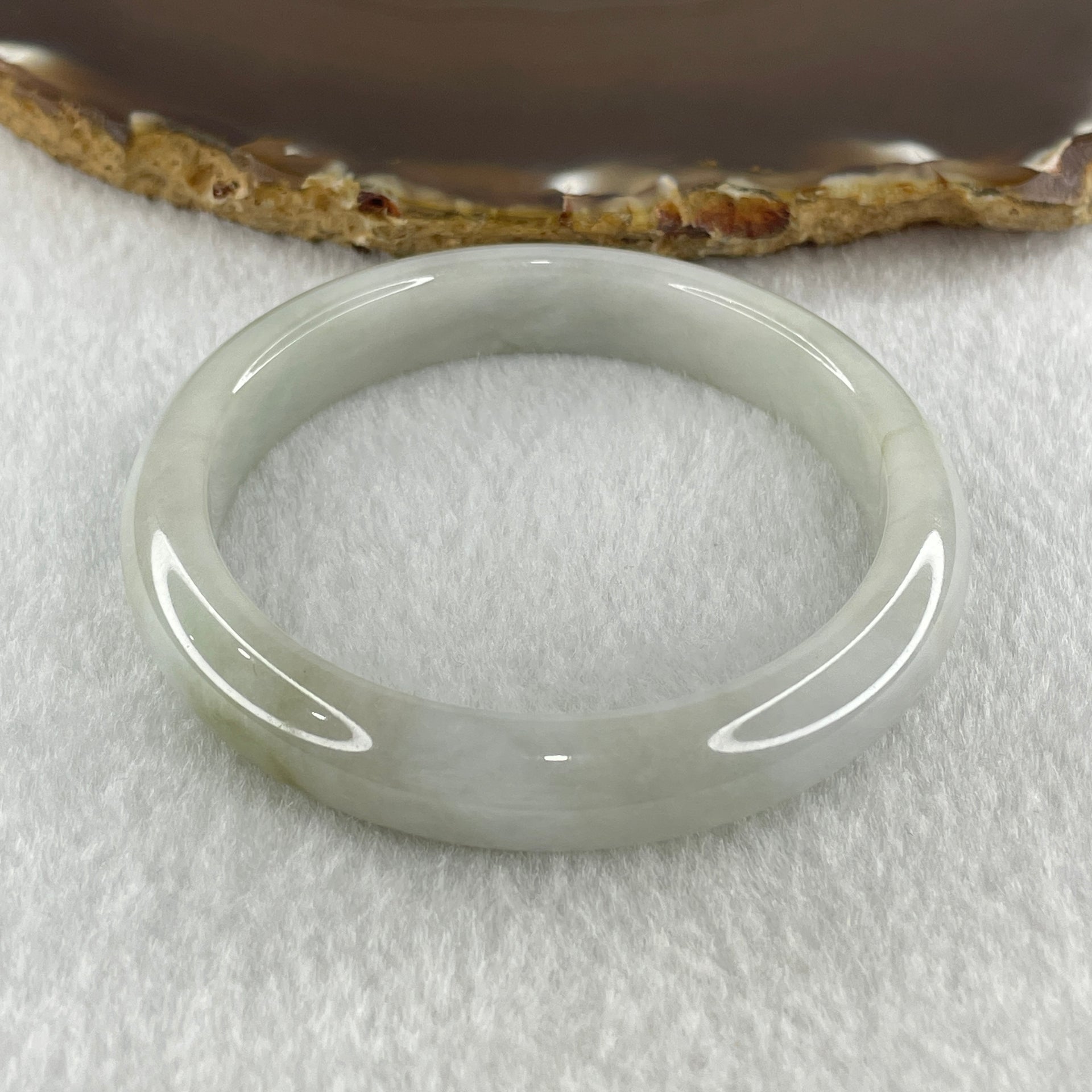 Natural Type A Faint Green Faint Lavender Jadeite Bangle 37.88g Inner Diameter 53.3mm 10.4 by 7.6mm (Very Very Slight Internal Lines) - Huangs Jadeite and Jewelry Pte Ltd