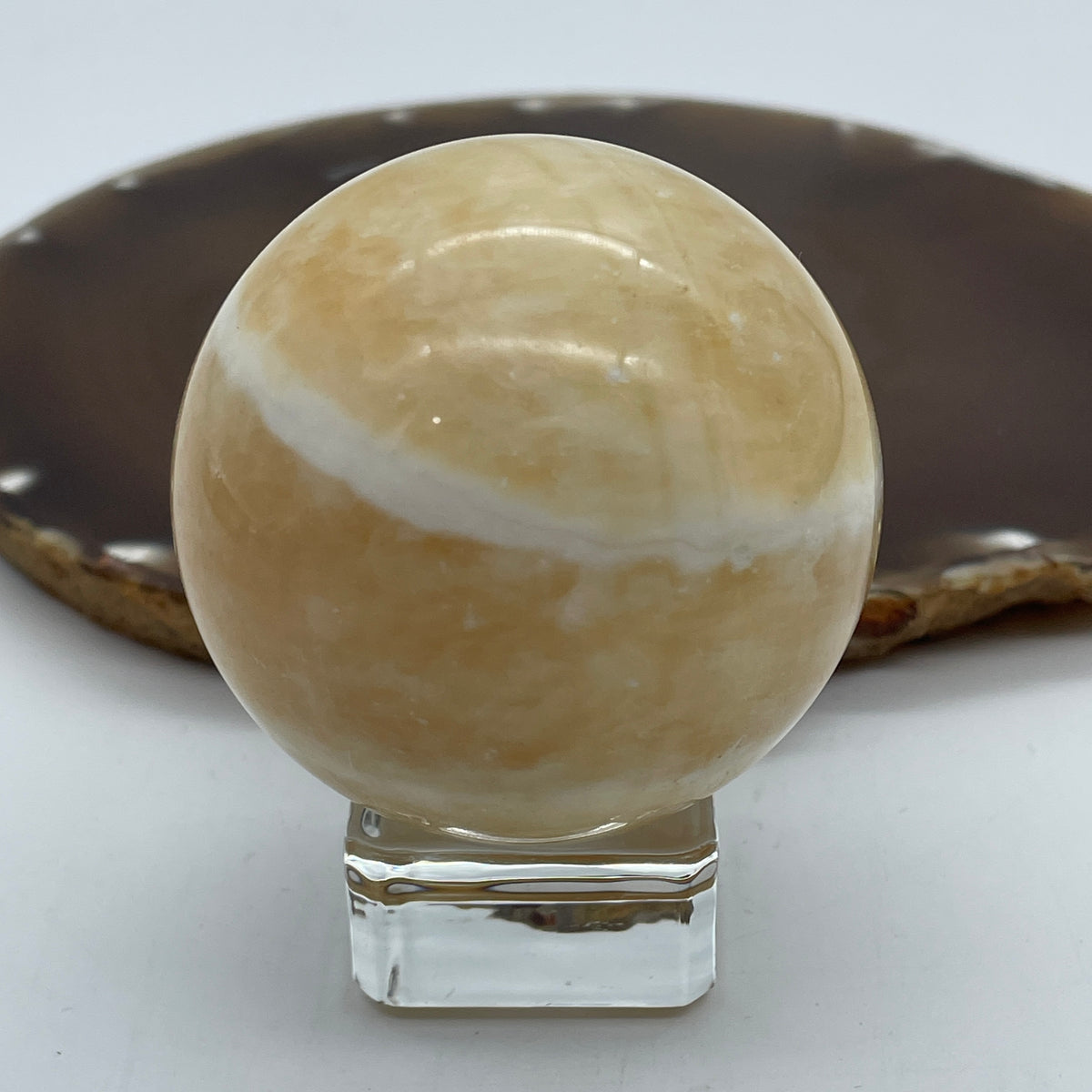 Natural Citrine Crystal Sphere Ball with Clear Acrylic Stand Display | (267.20g | 55.0mm | 69.4mm | Catalyst, "Merchant's Stone" Wealth & Abundance Magnet, 360° Energy Harmonizer & Feng Shui Financial Growth Catalyst)