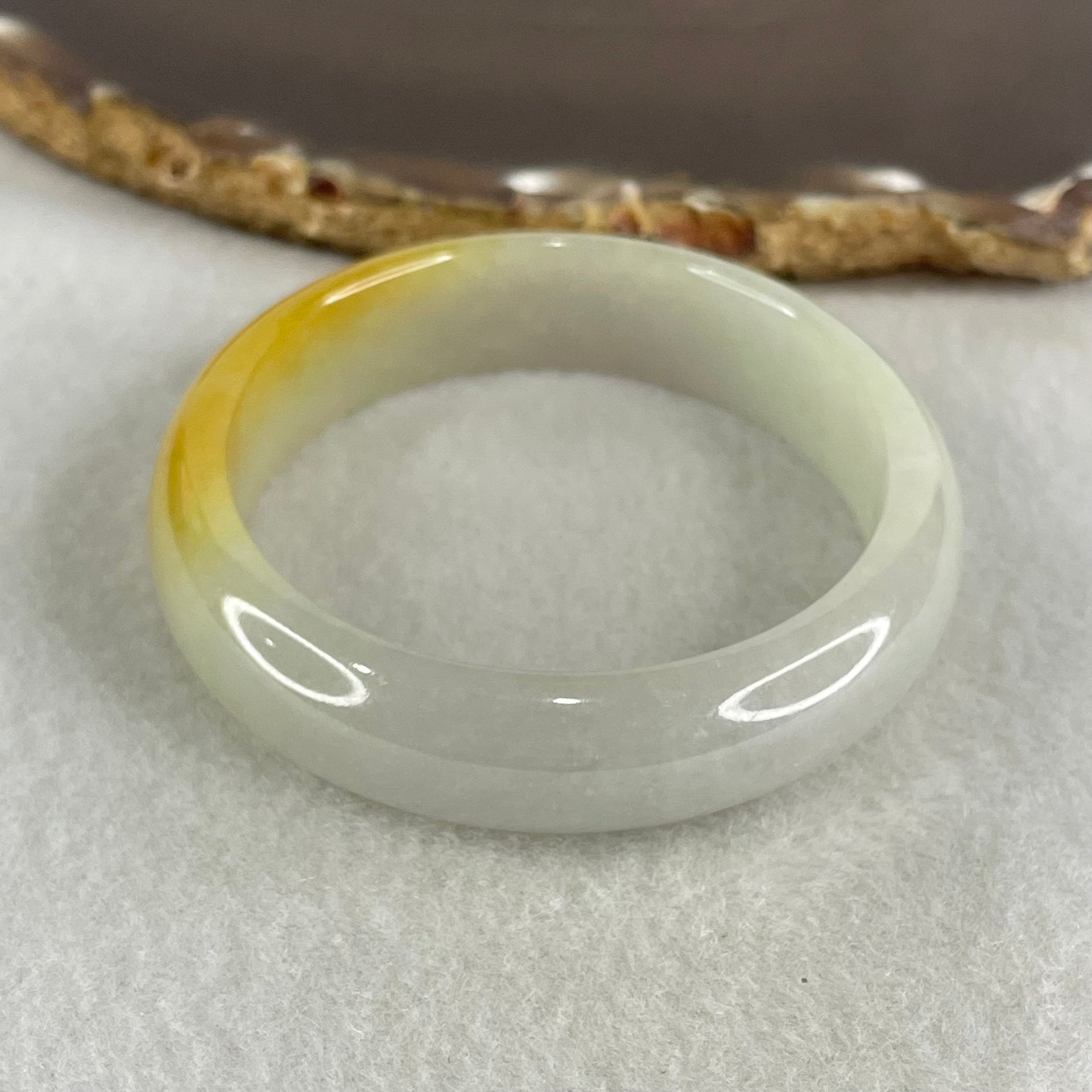 Type A Jelly Light Green with Bright Yellow Jadeite Oval Bangle 38.49g Inner Diameter 53.8mm 12.7 by 6.5mm (Close to Perfect) - Huangs Jadeite and Jewelry Pte Ltd