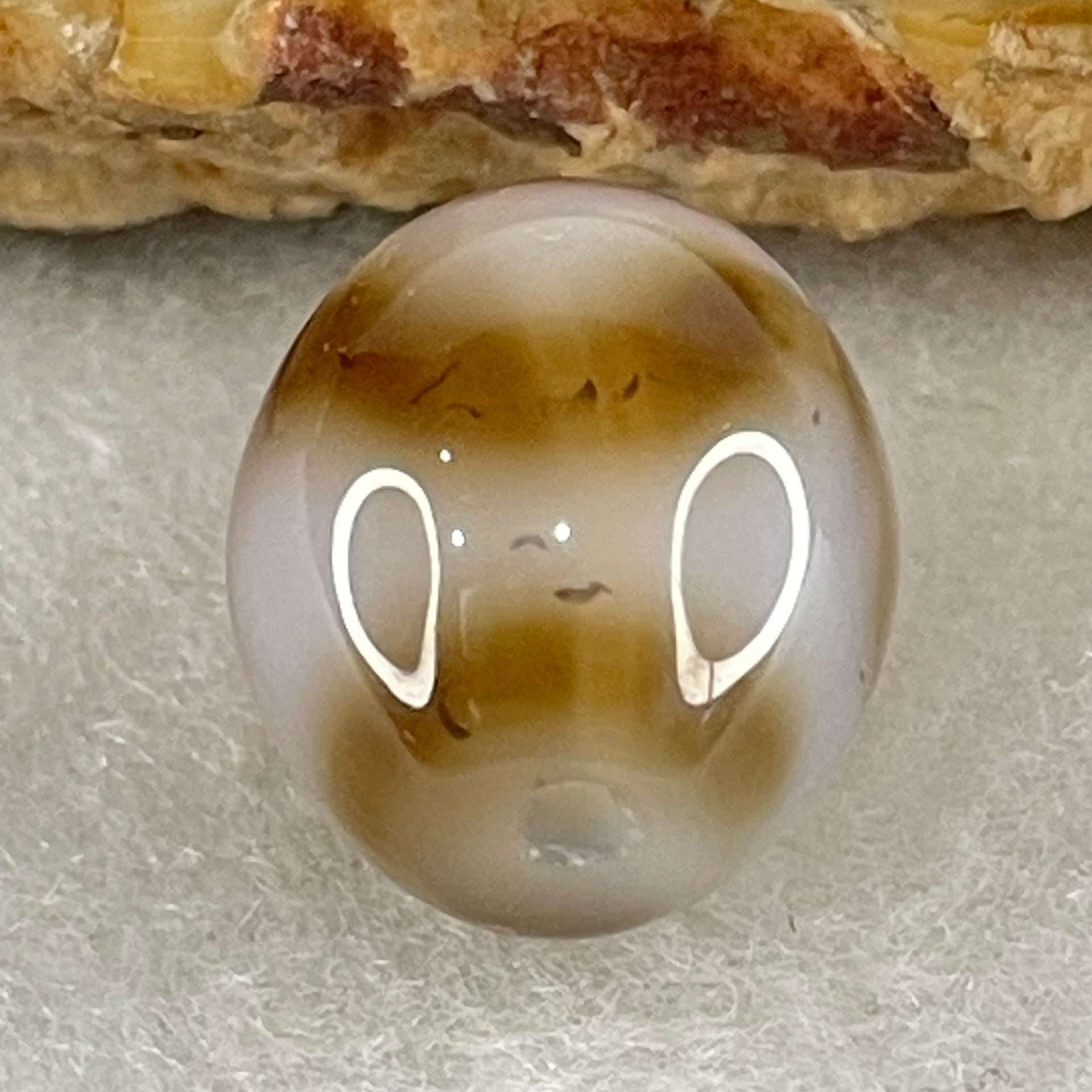 Natural Powerful Tibetan Old Oily Agate Tiger Tooth Daluo Dzi Bead Heavenly Master (Tian Zhu) 2.84g 14.5 by 12.0mm - Huangs Jadeite and Jewelry Pte Ltd