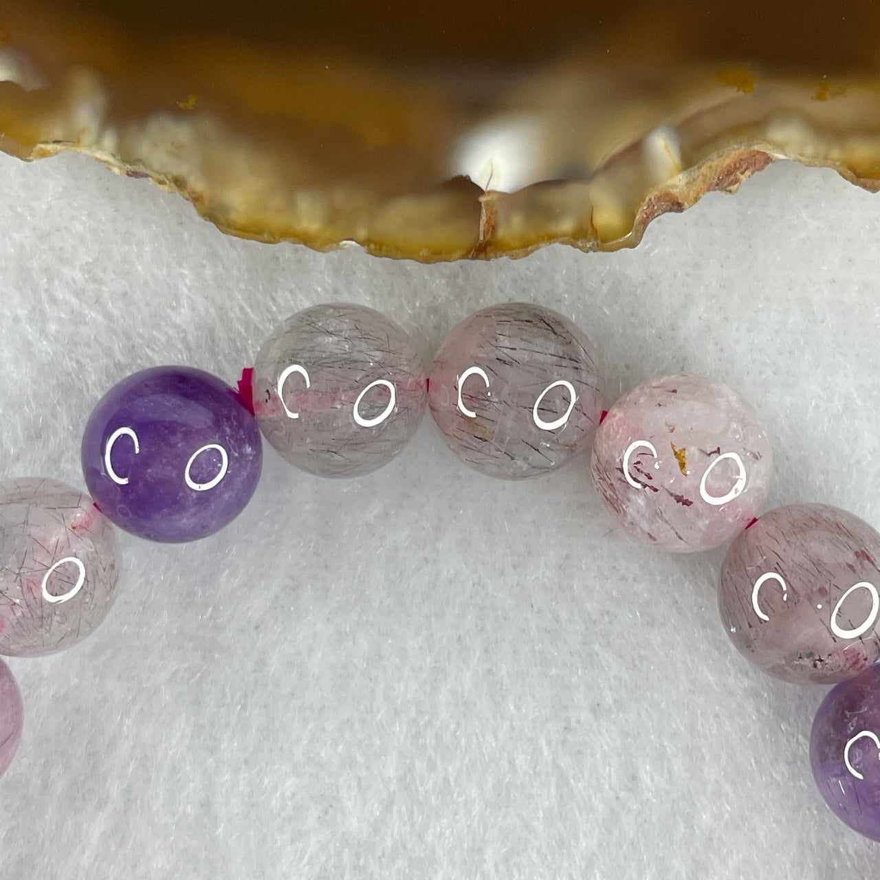 Certified Above-Average Grade Natural Super 7 Crystal Beads Bracelet | Bold High-Mass Showcase Strand | Authentic Sacred Seven Multi-Mineral Inclusions Quartz Spiritual Catalyst & Auric Shield Bracelet (26.83g | 15.5cm Length | 10.0mm | 19 Beads)