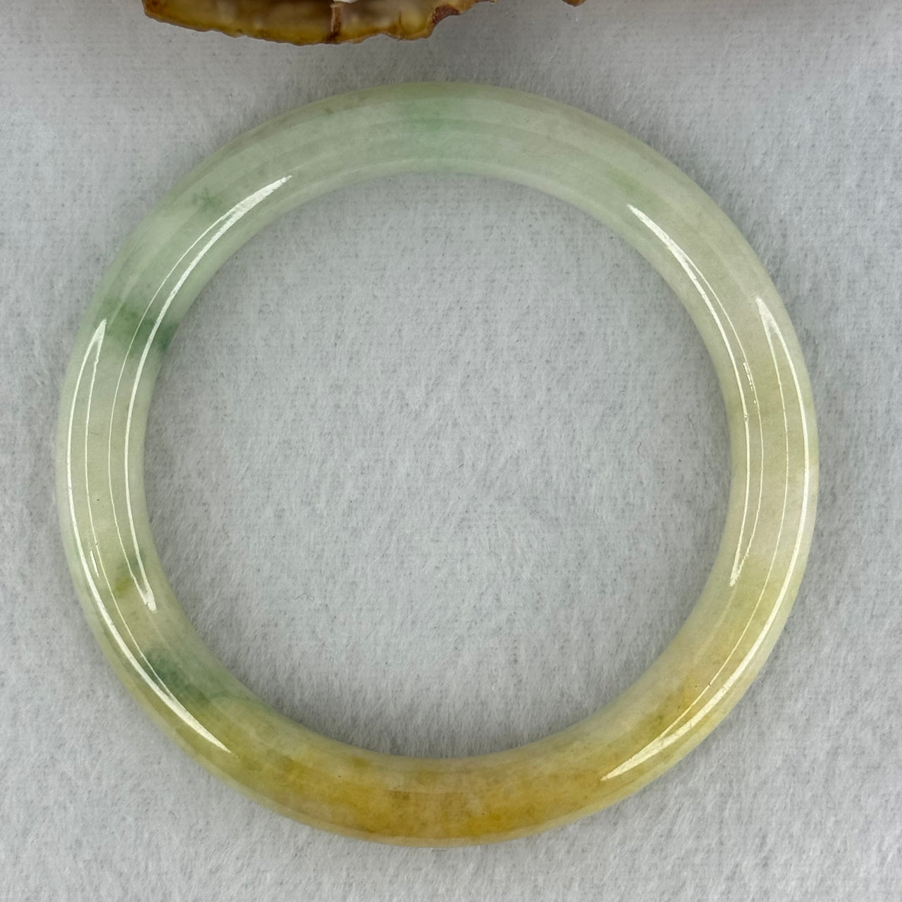 Type A Light Green with Yellow and Blueish Green Patches Jadeite Bangle Internal Diameter 52.0mm 32.14g 7.9 by 8.0mm (Slight Internal Lines) - Huangs Jadeite and Jewelry Pte Ltd