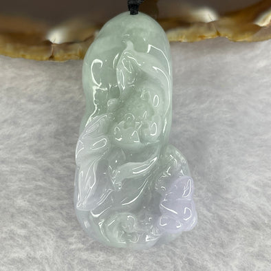Type A Green with Lavender Jadeite Flower with Frog 26.19g by 50.3 by 24.6 by 12.0mm - Huangs Jadeite and Jewelry Pte Ltd