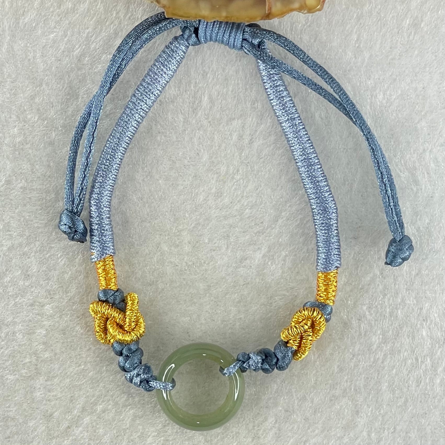 Type A Blueish Green Jadeite Ping An Kou String Bracelet 2.36g 13.8 by 5.8mm - Huangs Jadeite and Jewelry Pte Ltd