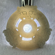 Rare Natural Greyish Lavender Nephrite 3 Mystical Beasts Double Ping An Kou Donut Ornament for Protection and Prosperity 108.05g 80.3 by 73.8 by 10.9mm - Huangs Jadeite and Jewelry Pte Ltd