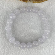 Type A Semi Icy Light Lavender Jadeite Bead Bracelet 32.70g 16cm 10.0mm 19 Beads - Huangs Jadeite and Jewelry Pte Ltd