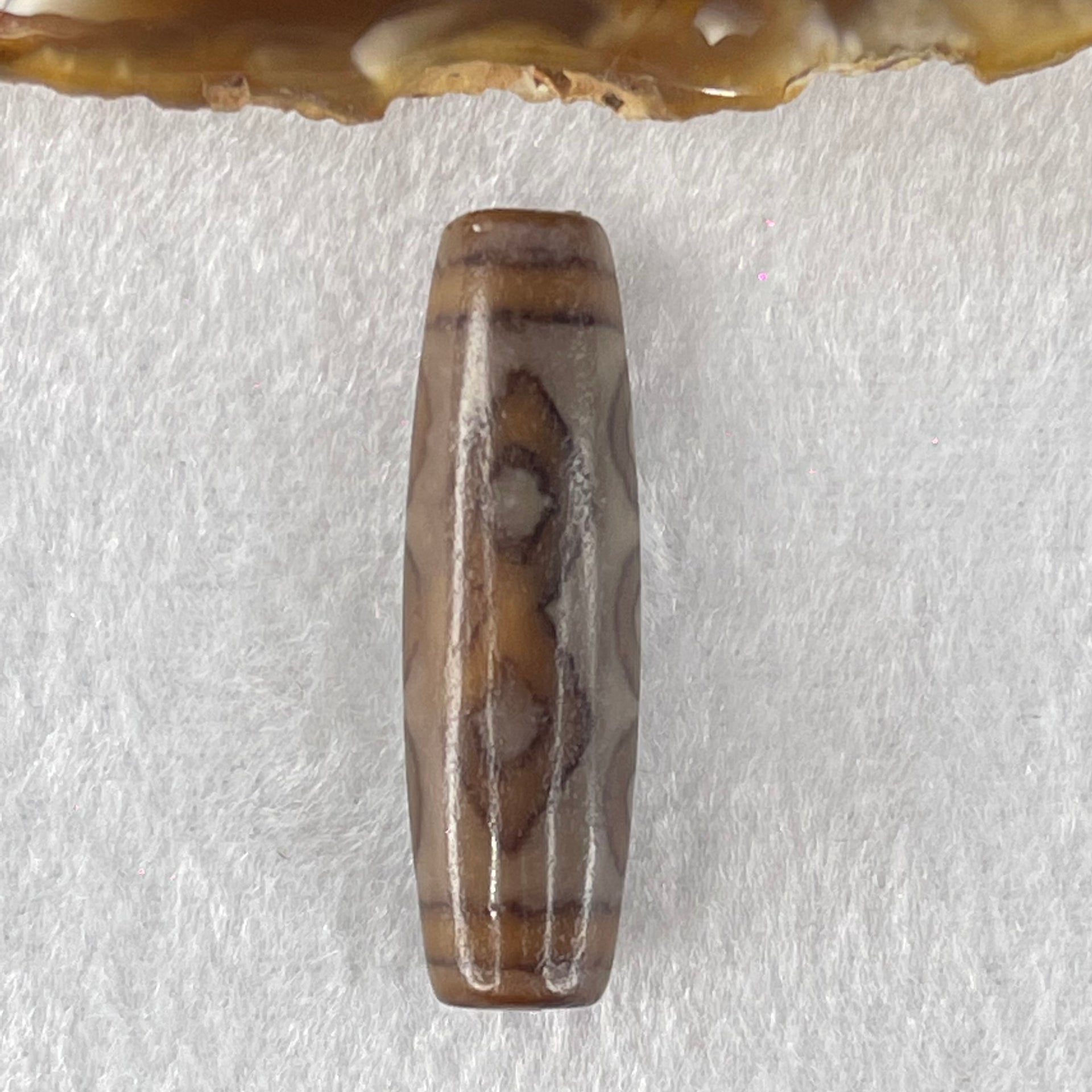 Natural Powerful Tibetan Old Oily Agate 6 Eye with 4 Eye Vajra Dzi Bead Heavenly Master (Tian Zhu) 六眼加四眼金刚杵天诛 8.10g 39.1 by 11.3mm - Huangs Jadeite and Jewelry Pte Ltd