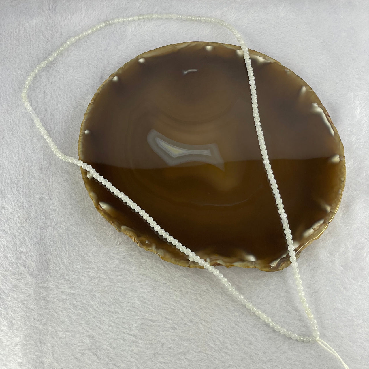 Type A Semi Icy White to Faint Green Jadeite Beads Necklace 13.62g 3.6mm Beads 189 Beads - Huangs Jadeite and Jewelry Pte Ltd