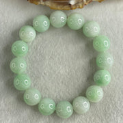 Type A Light Green Jadeite Beads Bracelet 54.51g 16cm 12.7mm 16 Beads - Huangs Jadeite and Jewelry Pte Ltd