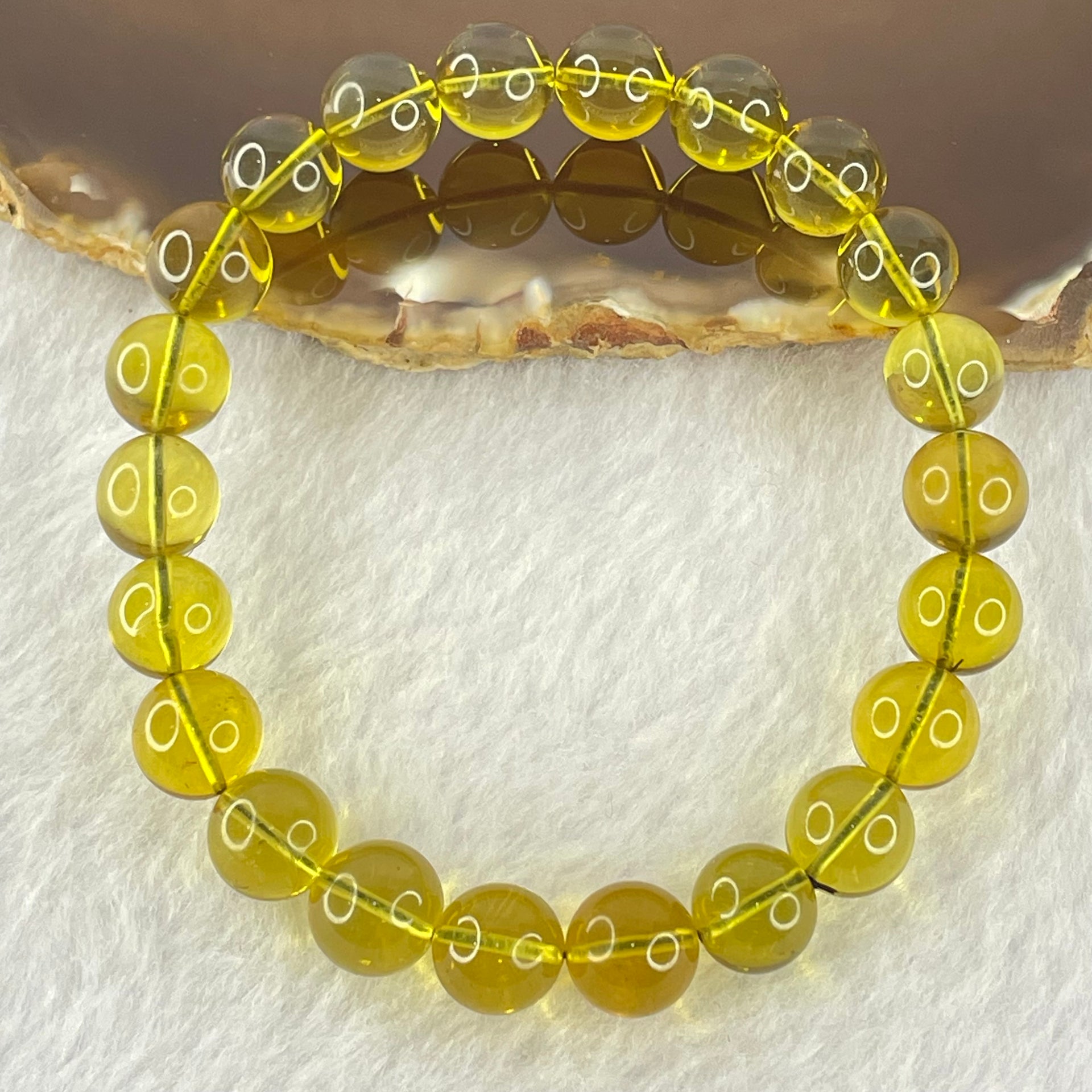 Natural Purple Honey Amber Beads Bracelet 天然紫蜜琥珀手链 5.99g 15cm 7.7mm 23 Beads - Huangs Jadeite and Jewelry Pte Ltd