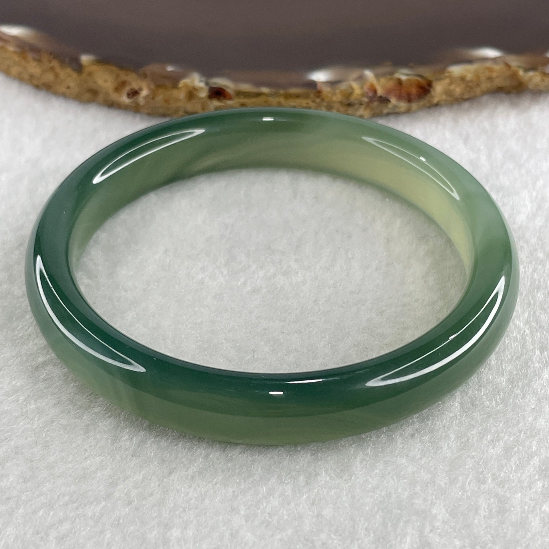 Certified Natural Icy Green Agate Bangle 33.52g Internal Diameter 58.3mm 10.7 by 7.5mm ( Perfect) - Huangs Jadeite and Jewelry Pte Ltd