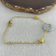 Natural Type A Lavender & Green Jadeite Ping An Kou Gold Accent Bracelet | Peace Disc Adjustable Bracelet (6.55g | 13–21cm | 17.2 x 5.5mm) - Huangs Jadeite and Jewelry Pte Ltd