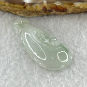 Type A Natural Semi Icy White to Faint Green with Green Patches Jadeite Ruyi Pendant 6.13g 39.5 by 17.3 by 6.7mm - Huangs Jadeite and Jewelry Pte Ltd