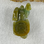 Grand Master Type A Yellow with Blueish Green Jadeite Pixiu Pendant 38.92g 50.7 by 24.3 by 24.7mm - Huangs Jadeite and Jewelry Pte Ltd