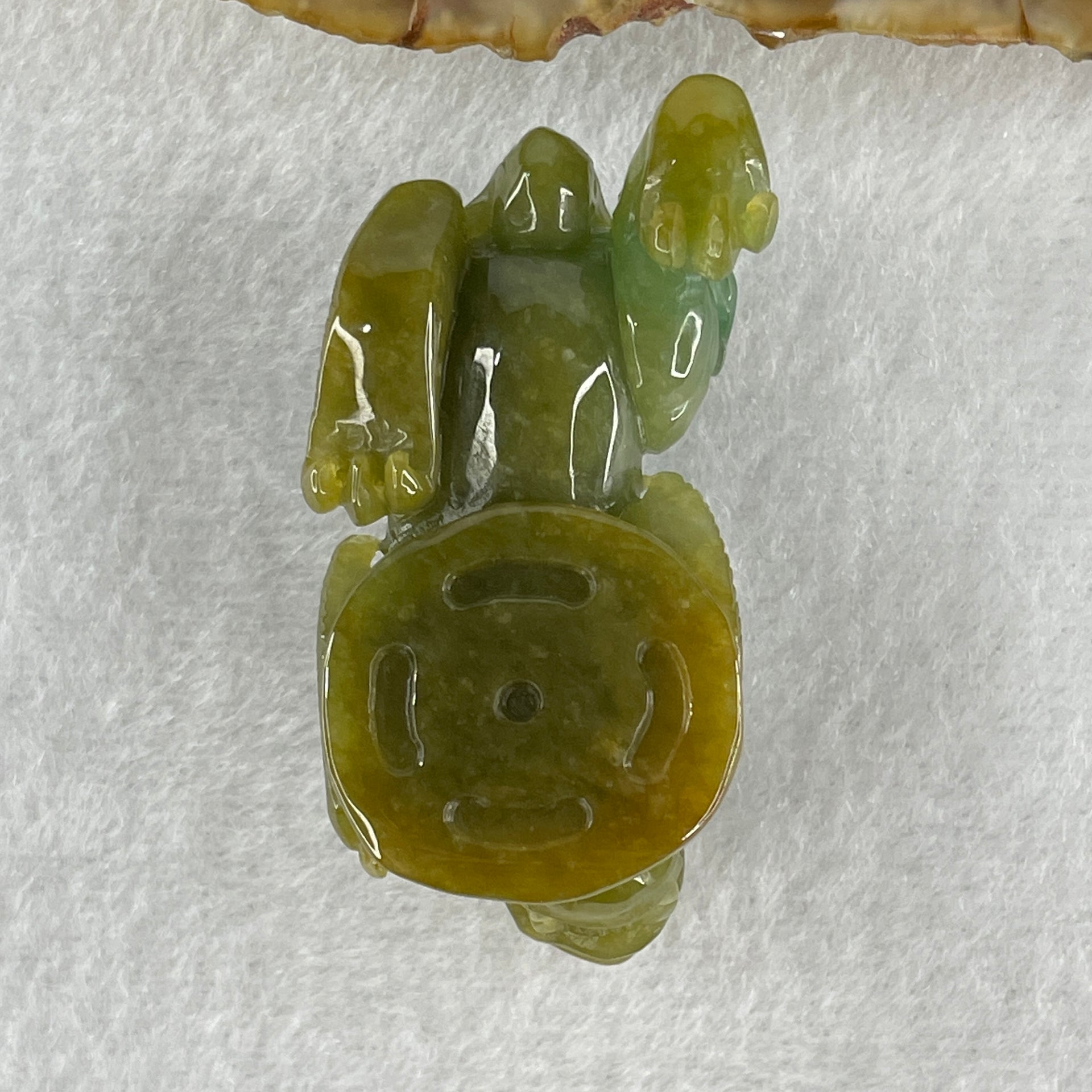 Grand Master Type A Yellow with Blueish Green Jadeite Pixiu Pendant 38.92g 50.7 by 24.3 by 24.7mm - Huangs Jadeite and Jewelry Pte Ltd