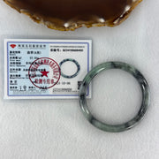 Type A Wuji Grey Black with Light Green Patch Jadeite Bangle Internal Diameter 52.2mm 27.55g 8.0 by 7.0mm - Huangs Jadeite and Jewelry Pte Ltd