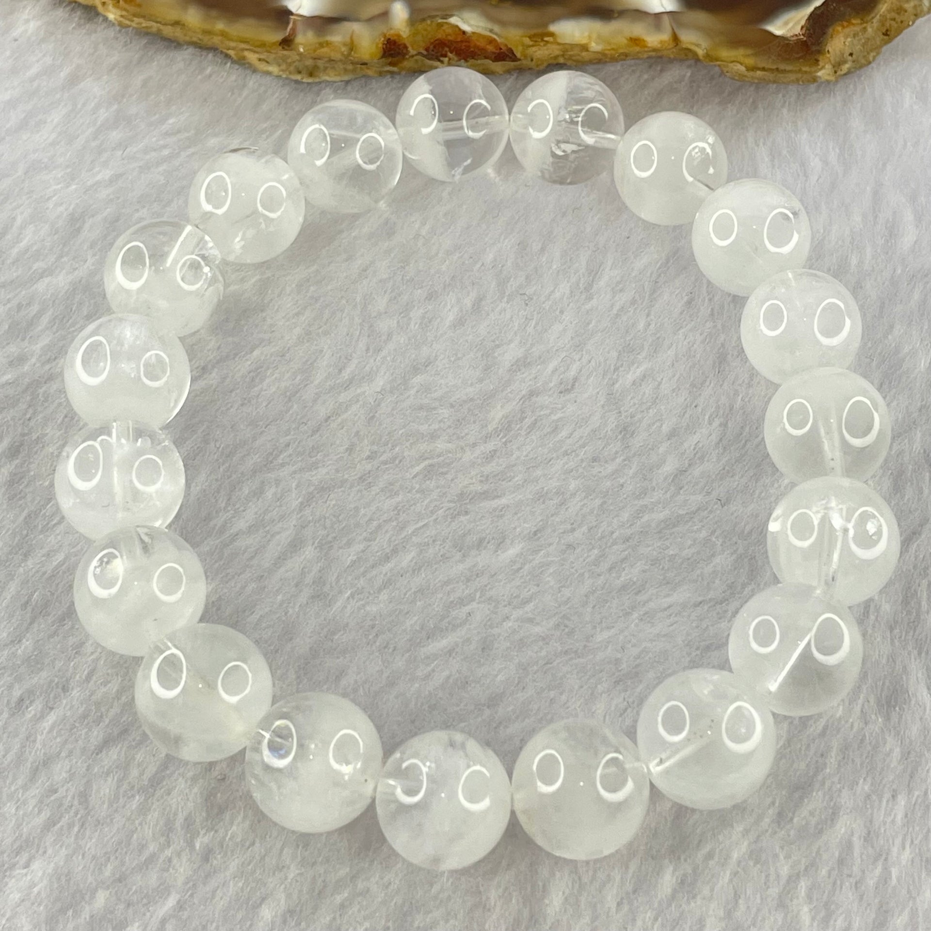Natural White Phantom Quartz Beads Bracelet 31.98g 17cm 10.8mm 19 Beads - Huangs Jadeite and Jewelry Pte Ltd