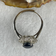 Natural-Synthetic-Blue-Star-Sapphire-with-Cubic-Zirconia-in-S925-Sliver-Ring-2.45g-9.3-by-6.8-by-3.5mm-(Adjustable-Size)