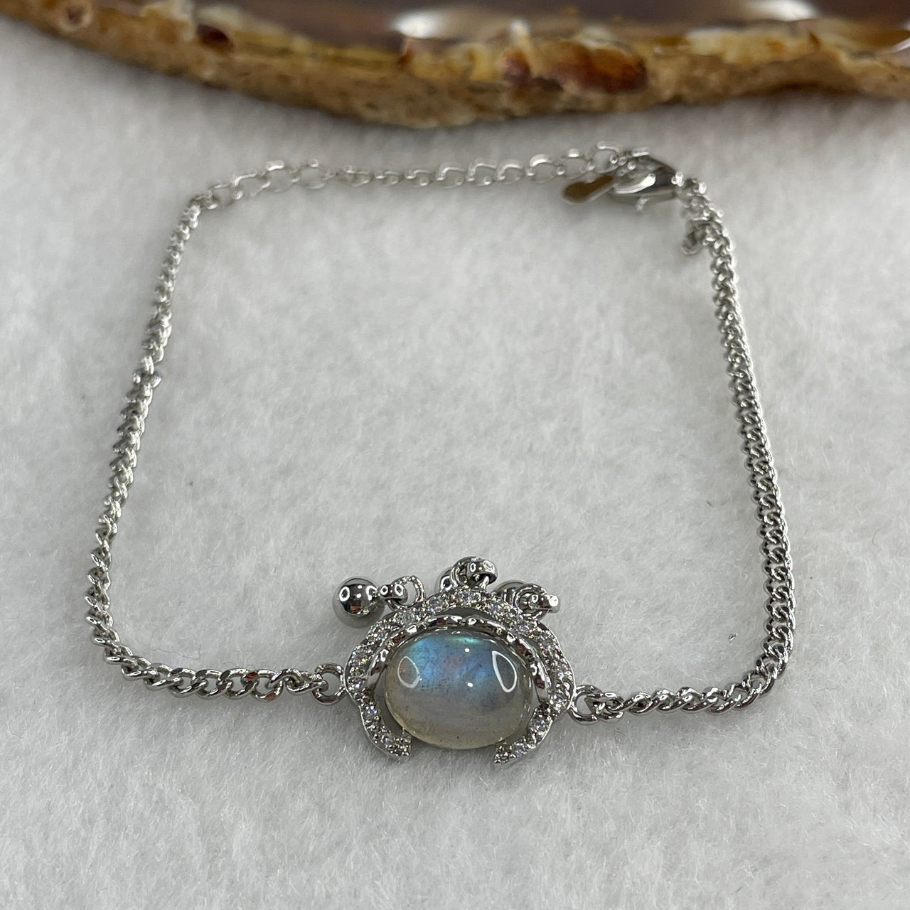 Natural Labradorite Beads Bracelet on S925 Sliver Bracelet 4.39g 10.5 by 8.6 by 5.0mm