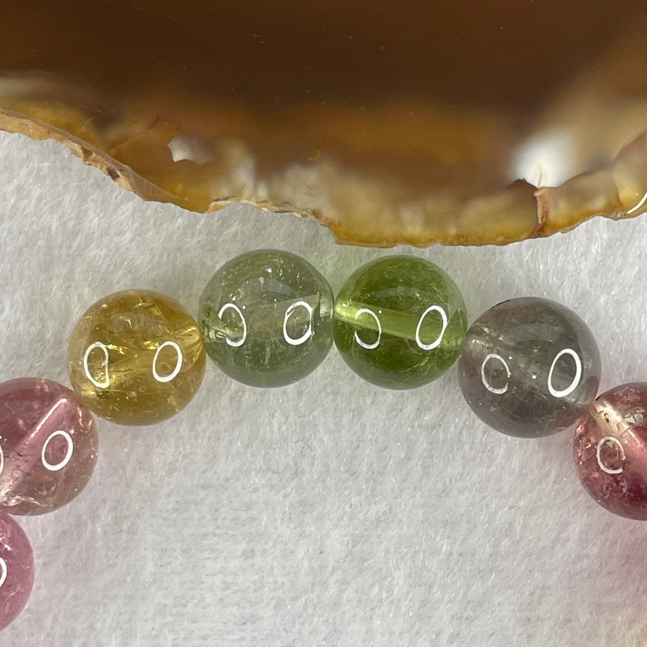 Very Good Natural Tourmaline Crystal Beads Bracelet 32.47g 14cm 10.9mm 17Beads