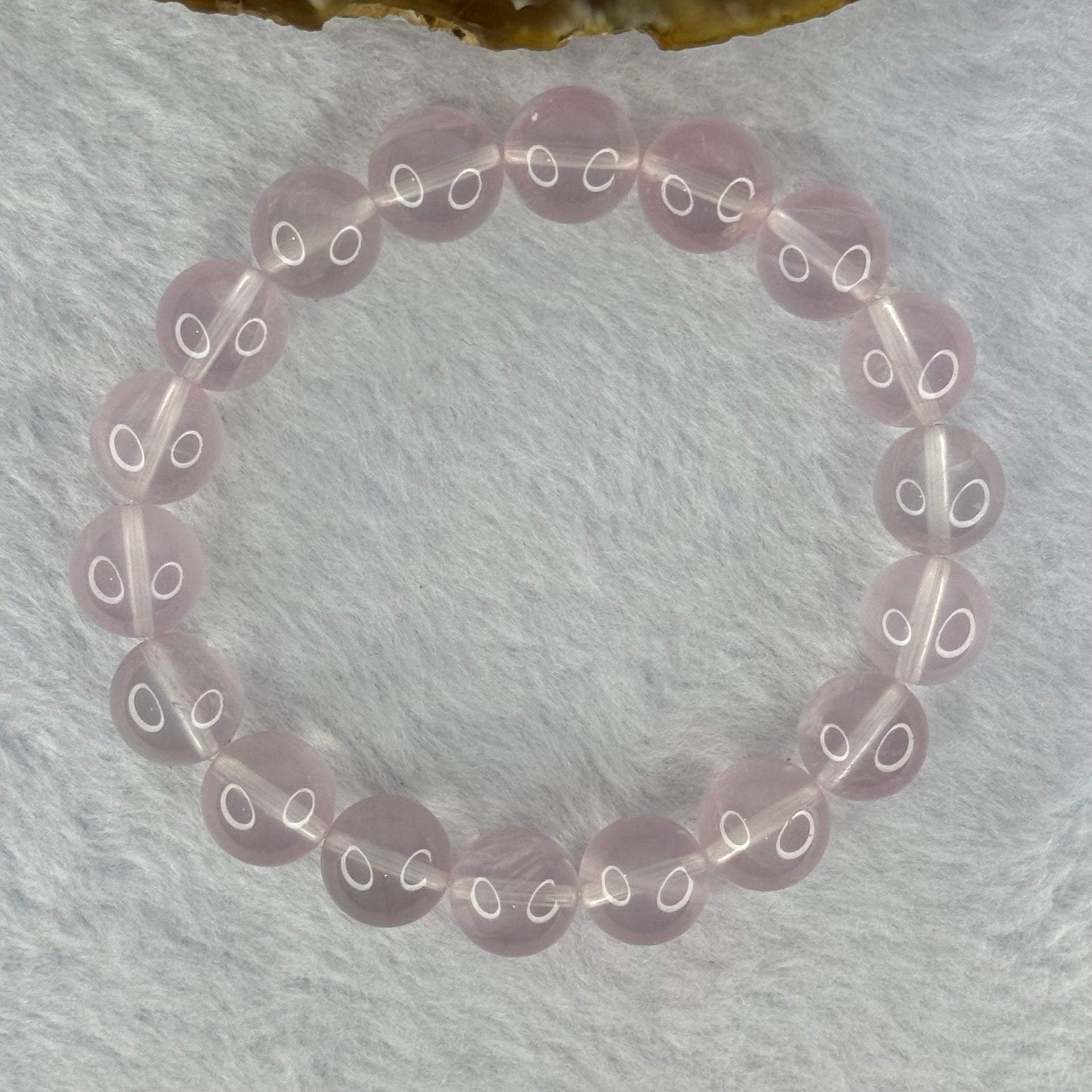 Natural Rose Quartz Beads Bracelet 天然玫瑰石英珠手链 34.47g 17cm 11.4mm 18 Beads - Huangs Jadeite and Jewelry Pte Ltd