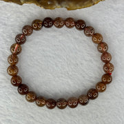 Natural Copper Rutilated Quartz Beads Bracelet 天然銅髮晶手镯 13.32g 15.5cm 7.5mm 26 Beads - Huangs Jadeite and Jewelry Pte Ltd