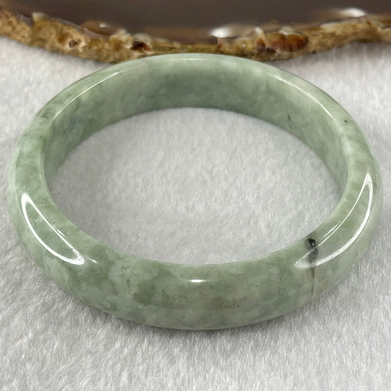 Type A Green Dou Qing Jadeite Bangle 49.01g Internal Diameter 57.6mm 13.0 by 7.5mm (External Line - Huangs Jadeite and Jewelry Pte Ltd