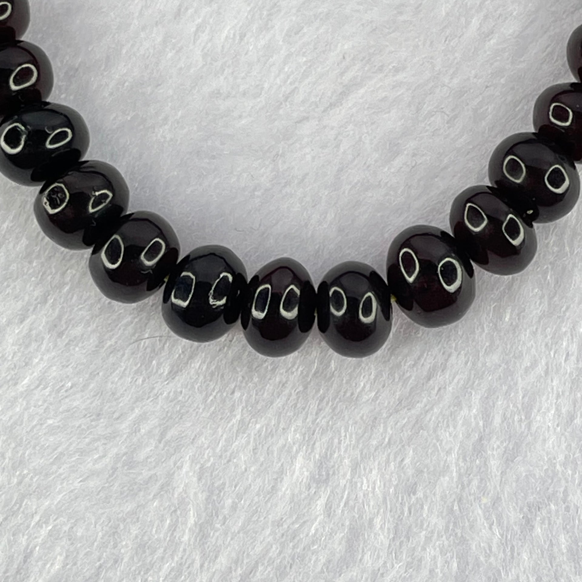 Natural Dark Blood Red Amber Beads Bracelet 天然血珀手链 7.24g 15cm 8.5mm 30 Beads - Huangs Jadeite and Jewelry Pte Ltd