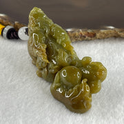 Grand Master Type A Yellow with Green Jadeite Flying Pixiu Pendant 102.1g 34.4 by 33.0 by 20.2mm - Huangs Jadeite and Jewelry Pte Ltd