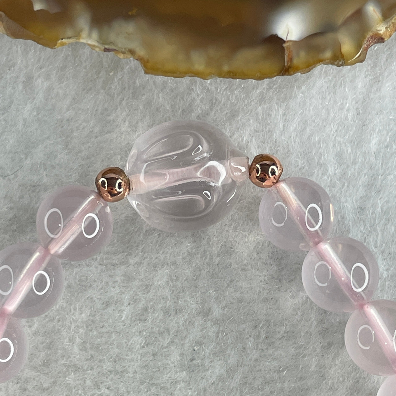 Natural Rose Quartz Beads with Rabbit Charm Bracelet 20.26g 17cm 13.8 by 12.7 by 9.6mm Rabbit - 8.4mm 22 Beads - Huangs Jadeite and Jewelry Pte Ltd