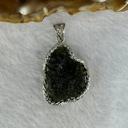 Natural Czech Republic Moldavite Meteorite Crystal in S925 Sliver Pendent 天然捷克陨石925银牌 7.85g 22.3 by 17.6 by 8.9mm - Huangs Jadeite and Jewelry Pte Ltd