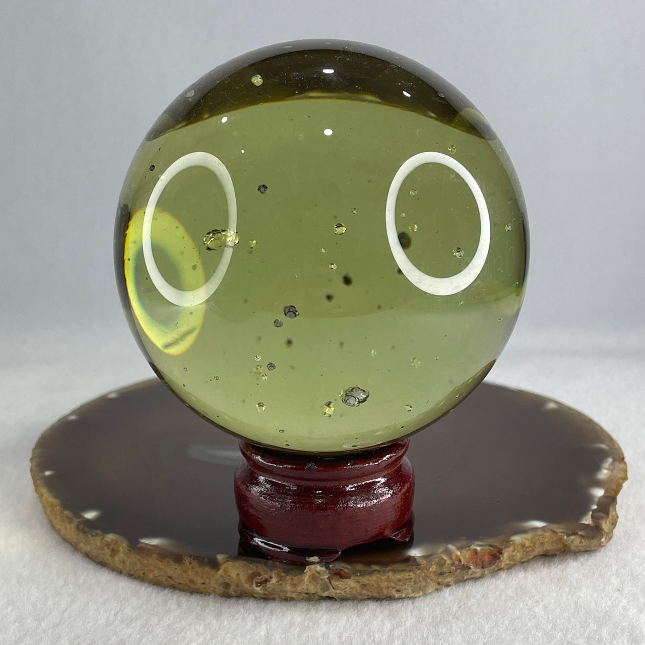 Natural Yellow Liuli Ball Display with Wooden Stand 892.01g 87.6 by 108.0mm - Huangs Jadeite and Jewelry Pte Ltd