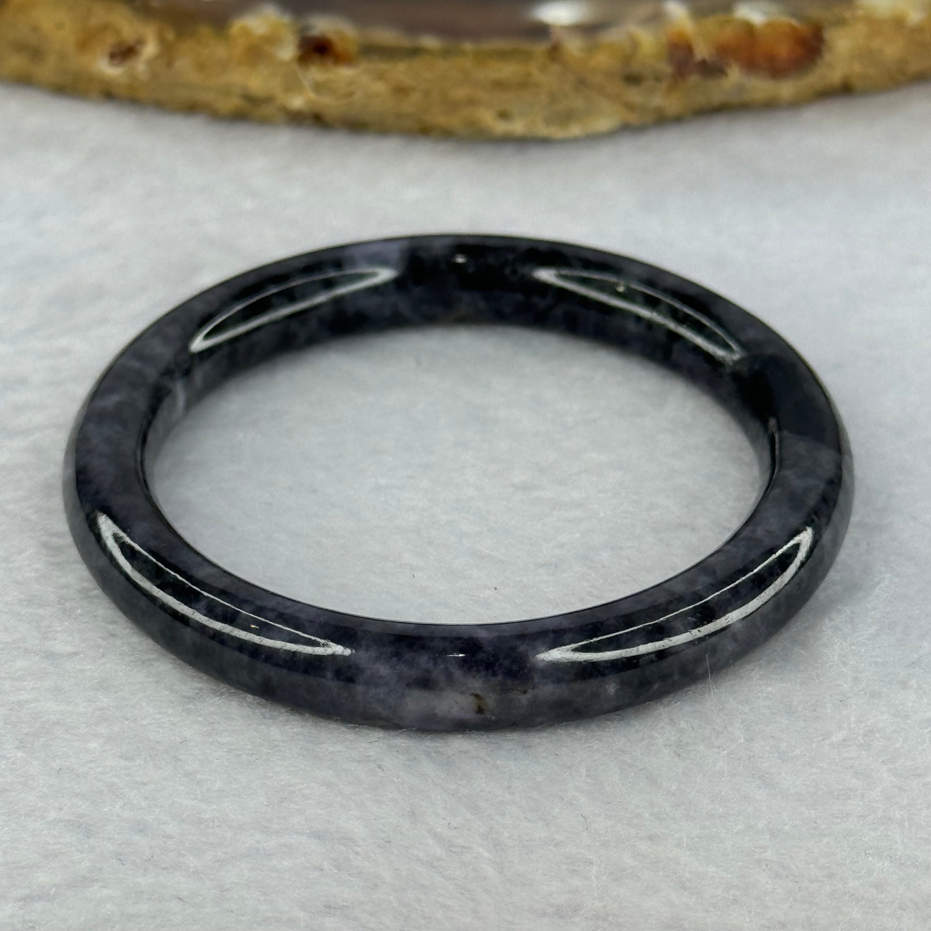 Type A Black Grey Wuji Jadeite Baby Bangle 15.07g Internal Diameter 39.8mm 6.6 by 6.2mm - Huangs Jadeite and Jewelry Pte Ltd