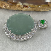 Natural Type A Icy Light Green Jadeite Round Wushipai Pendant in S925 Silver | (6.62g | 20.0 x 10.0mm | Unobstructed Peace & Protection Anchor, Feng Shui Harmony & Executive Calm Pendant) - Huangs Jadeite and Jewelry Pte Ltd