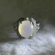 18K White Gold Type A White Jadeite with diamonds Ring 4.47g 12.7 by 10.9 by 4.5mm US6.5 HK14 - Huangs Jadeite and Jewelry Pte Ltd