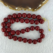 Natural Red Cinnabar Beads Necklace in S925 Sliver Gold Color Clasps 天然紫金沙项链 88.88g 40cm 12.0mm 35 Beads - Huangs Jadeite and Jewelry Pte Ltd