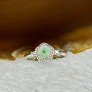 Type A Icy Light Green Jadeite Flower with Crystals in S925 Sliver Ring (Adjustable Size) 1.90g 6.0 by 2.5mm - Huangs Jadeite and Jewelry Pte Ltd