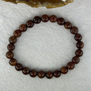 Natural Copper Rutilated Quartz Beads Bracelet 天然銅髮晶手镯 16.36g 16cm 7.9mm 25 Beads - Huangs Jadeite and Jewelry Pte Ltd