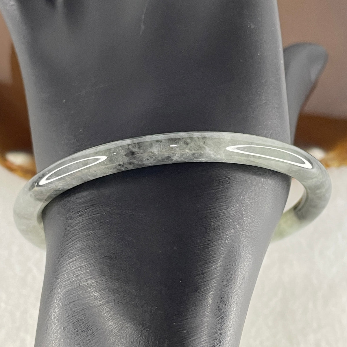 Natural Type A Wuji Grey Jadeite Bangle | 59.3mm Inner Diameter (19.10g 5.5x6.1mm | Very Slight External Rough | Yin-Yang Harmony & Spiritual Protection) - Huangs Jadeite and Jewelry Pte Ltd