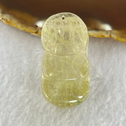 Natural Golden Rutilated Quartz Pixiu Charm 31.44g 43.5 by 22.1 by 19.0mm - Huangs Jadeite and Jewelry Pte Ltd