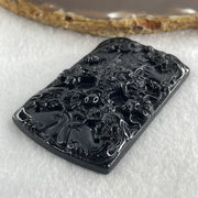 Type A Opaque to Partial Translucent Black Omphacite Jadeite 5 Dragons Pendant 32.20g 64.7 by 40.0 by 8.0mm - Huangs Jadeite and Jewelry Pte Ltd