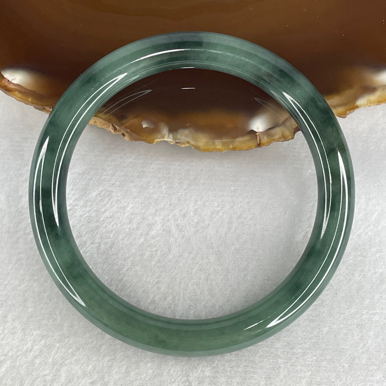 57.4mm Genuine Type A Jadeite Bangle - Green with Oily Green Piao Hua Green Natural Jadeite Jewelry - 40.08g Certified Untreated Large Jade Bracelet 8.6x8.4mm (Slight Internal Lines)