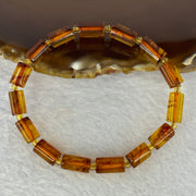 Natural Blood Flower Amber Lulutong Bracelet 天然血花琥珀手链 5.05g 16cm 10.3 by 6.3mm 15 Beads - Huangs Jadeite and Jewelry Pte Ltd