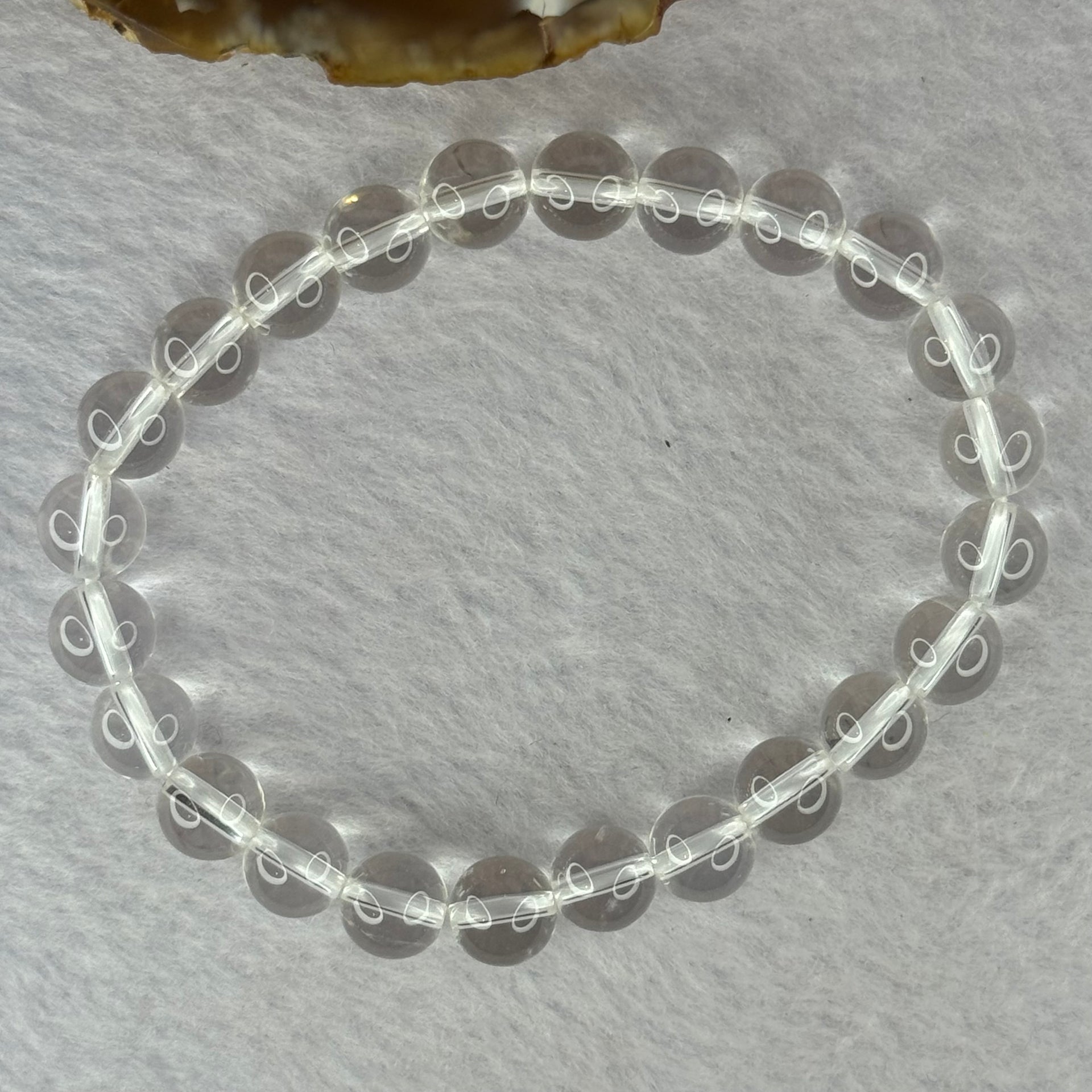 Natural Clear Quartz Bracelet 天然白水晶手链 18.81g 16.5cm 8.4mm 24 Beads - Huangs Jadeite and Jewelry Pte Ltd