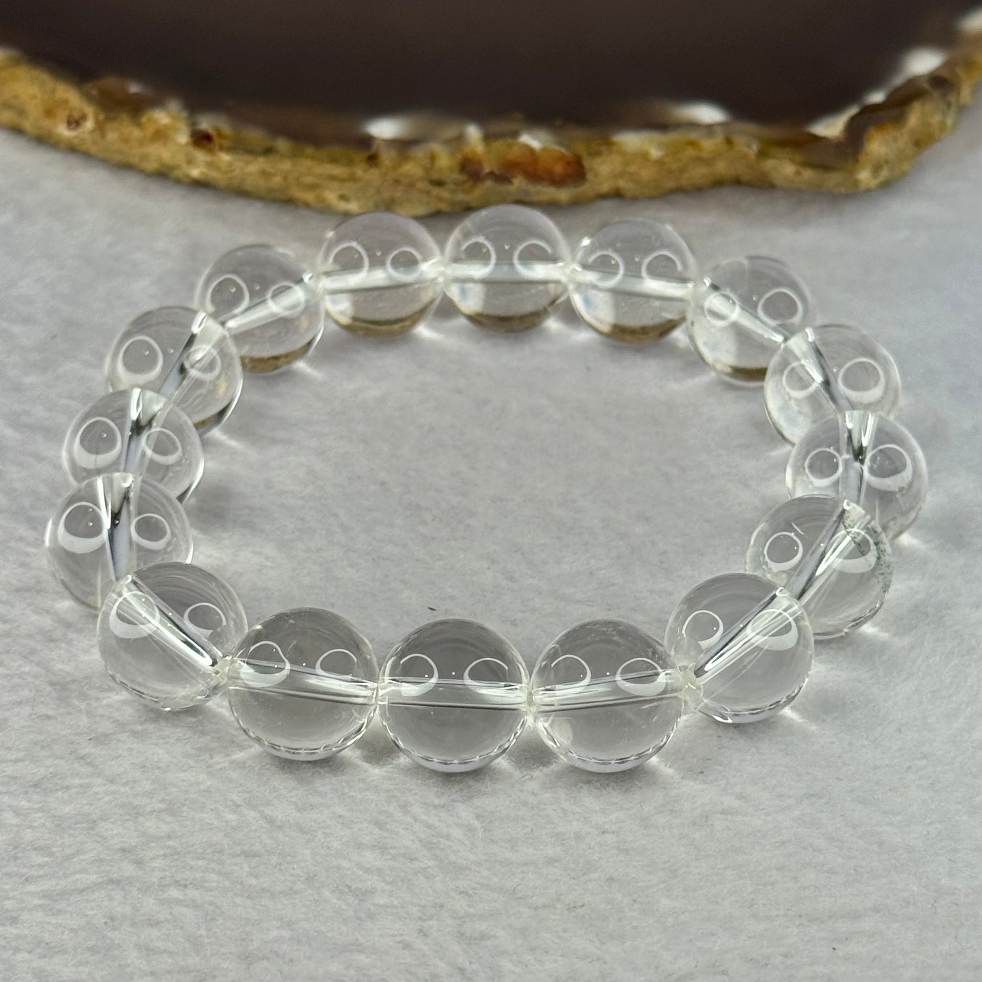 Natural Clear Quartz Beads Bracelet 天然白水晶手链 46.01g 17.5cm 12.9mm 16 Beads - Huangs Jadeite and Jewelry Pte Ltd