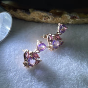 Natural Amethyst Fish Shape Earring in S925 Sliver Yellow Gold Color 2.94g 5.0 by 3.0mm 2 Pcs - Huangs Jadeite and Jewelry Pte Ltd