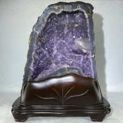 Natural Amethyst Cave with Wooden Stand Display 5,797.1g 230.0 by 165.0 by 270.0mm - Huangs Jadeite and Jewelry Pte Ltd