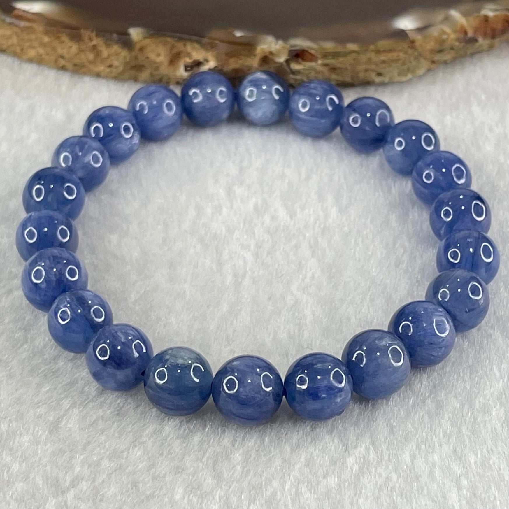 Natural Blue Kyanite Beads Bracelet 25.40g 15.5cm 8.9mm 22 Beads - Huangs Jadeite and Jewelry Pte Ltd