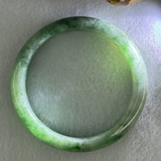 Type A Green with Emerald Green Piao Hua Jadeite Bangle Internal Diameter 57.2mm 51.99g 12.5 by 8.2mm (Very Slight Internal Lines) - Huangs Jadeite and Jewelry Pte Ltd